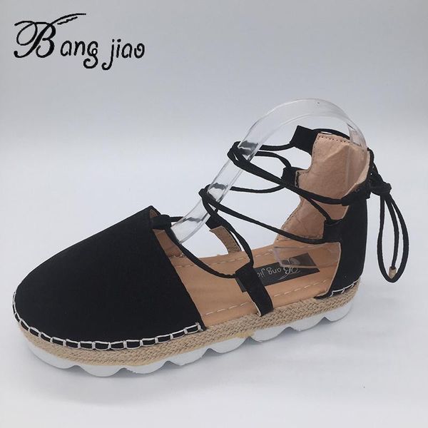 

women sandals fashion summer shoes woman canvas platform flat size 35-43 ankle strap casual shoes woman sandals zapatos mujer, Black