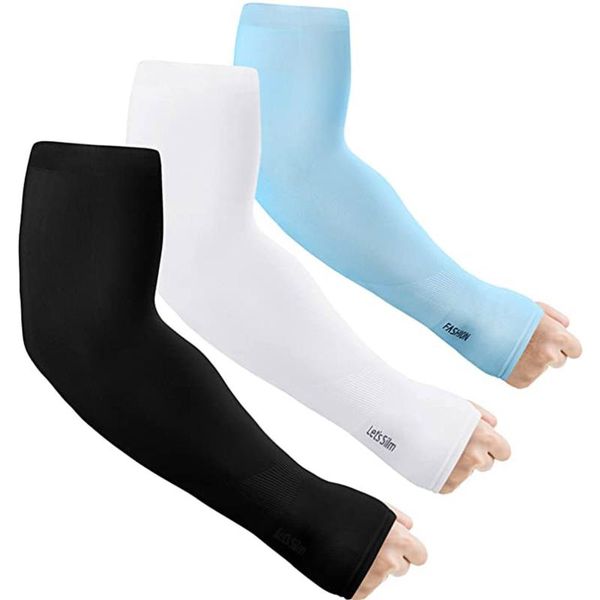 

elbow & knee pads 3pcs sport arm sleeves uv sun protect anti-slip basketball armband tattoo cover cycling running warmers mangas para brazo, Black;gray