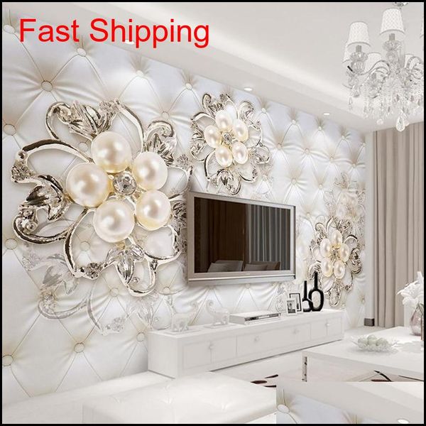 

3d fantasy european style stereo relief pearl flowers tv backdrop wall mural l living room luxury p wallpaper mdh3g n3kry