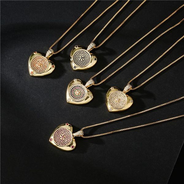 

pendant necklaces buy brand gold color copper wedding jewelry female engagement necklace fashion cz heart for women gift, Silver