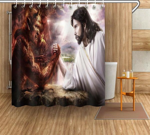 

shower curtains waterproof fabric curtain liner god and the devil