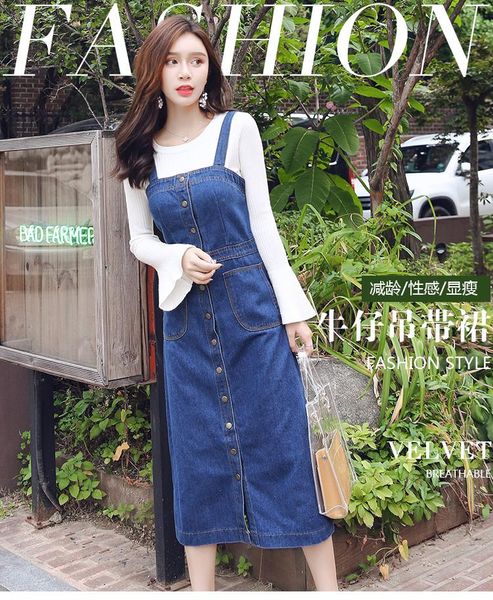 

casual dresses autumn women fashion slim water wash single breasted slash neck denim dress, Black;gray