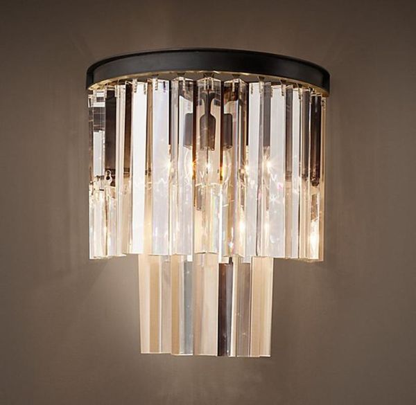 

wall lamp american country style luxury crystal for living room bedside asile porch light with led bulbs length30cm