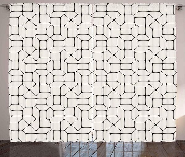 

curtain & drapes geometric curtains for living room black and white mosaic pavement tile bricks modern conceptual tracery window