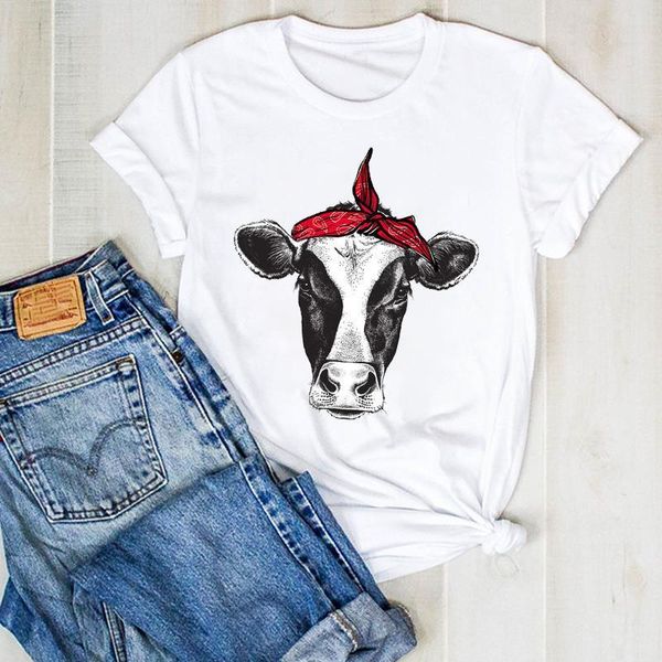 

women lady heifer cattle bull cute print ladies fashion summer t tee tshirt womens female shirt clothes graphic t-shirt, White