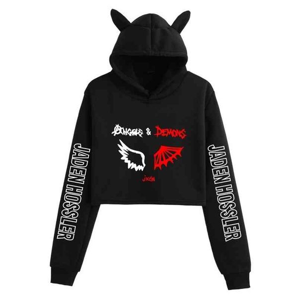 

the hype house jaden hossler cat ear girl hat, Black