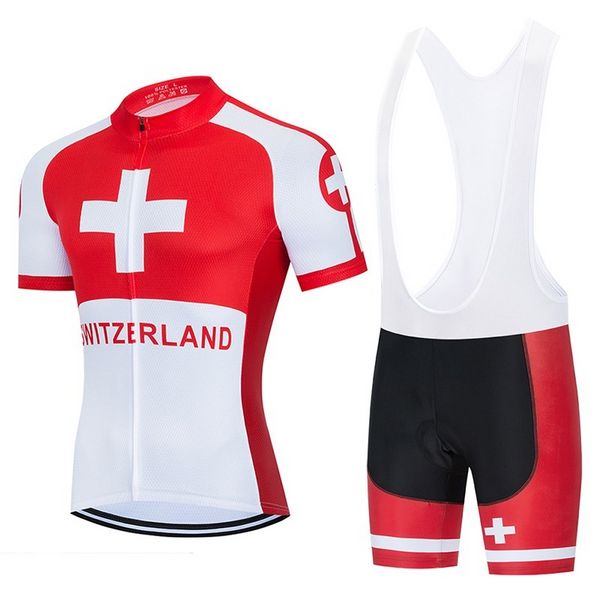 2021 Team Svizzera Maglia da ciclismo 9D Gel Set Abbigliamento da bicicletta MTB Abbigliamento da bici Ropa Ciclismo Maglia corta da uomo Culotte