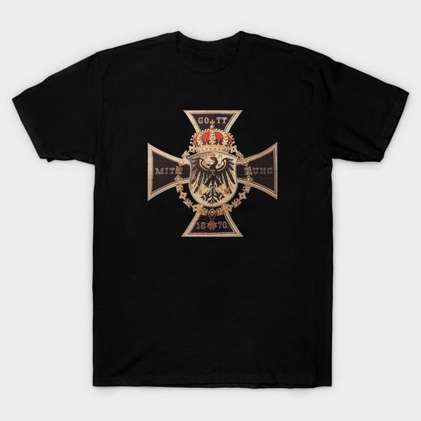 

men's t-shirts unique prussian 1870 war battle flag iron cross medal printed t-shirt. summer cotton short sleeve o-neck mens t shirt s-, White;black