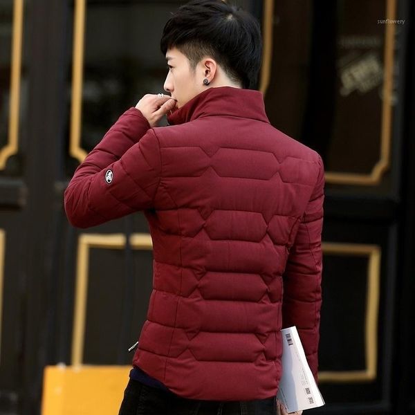 

men's jackets clothes winter cotton padded youth stand collar short coat jacket slim and thickened student leisure, Black;brown