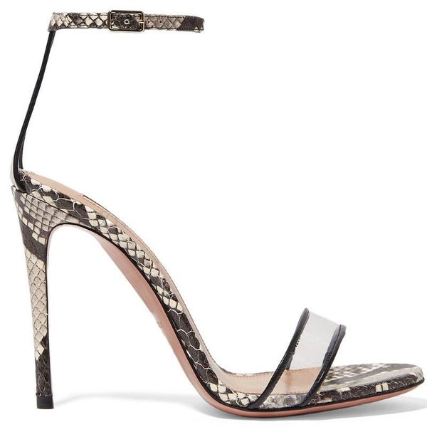 

men women snake pattern pvc narrow band open toe ankle strap stiletto heel dress sandals size 43 44 45 us  12 13, Black