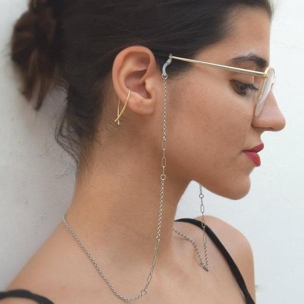 

sunglasses frames retro stitching chains masking chain for women fashion eyeglasses jewelry wholesale drop, Silver