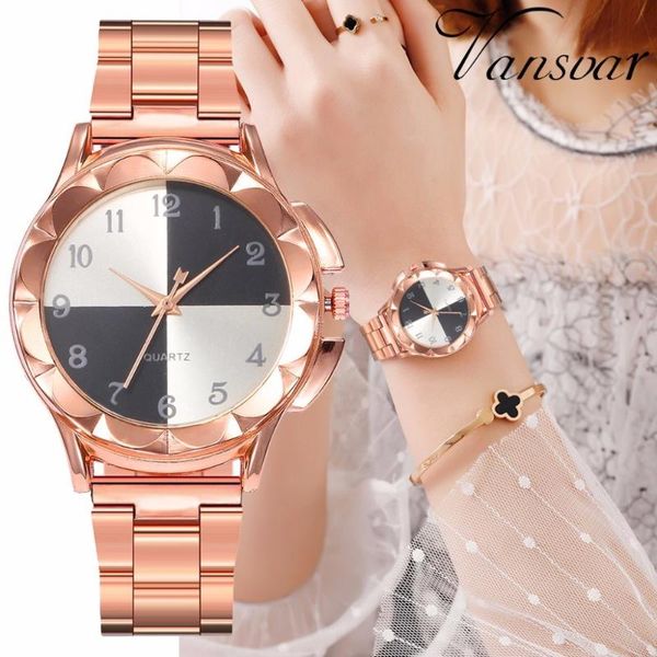 

wristwatches drop women rose gold stainless steel arabic numbers watch luxury ladies quartz dress wrist relogio feminino, Slivery;brown