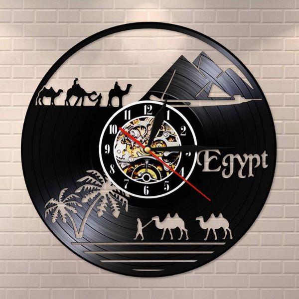

wall clocks egypt theme pyramid vintage record clock desert world sahara camel decorative watch unique africa travel gift