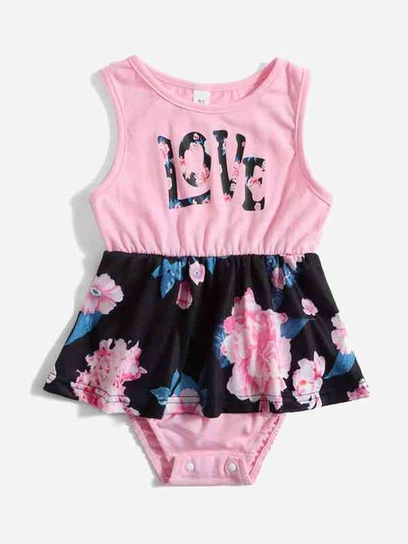 

baby 1pc floral & letter graphic combo bodysuit dress she, Red;yellow