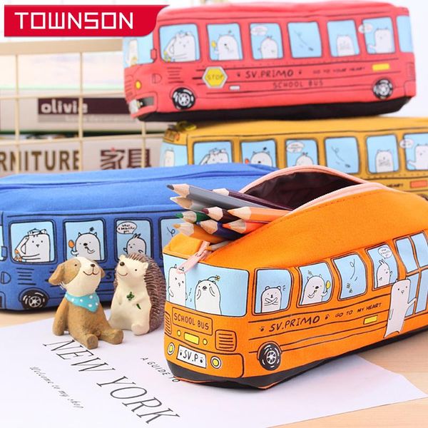 

storage bags children creative bus pencil case canvas stationery bag pencils pouch school pencilcase
