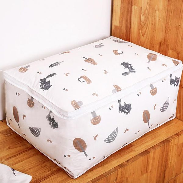 

peva waterproof quilt storage bag home student clothes portable packing bag folding dust washable cartoon closet organizer