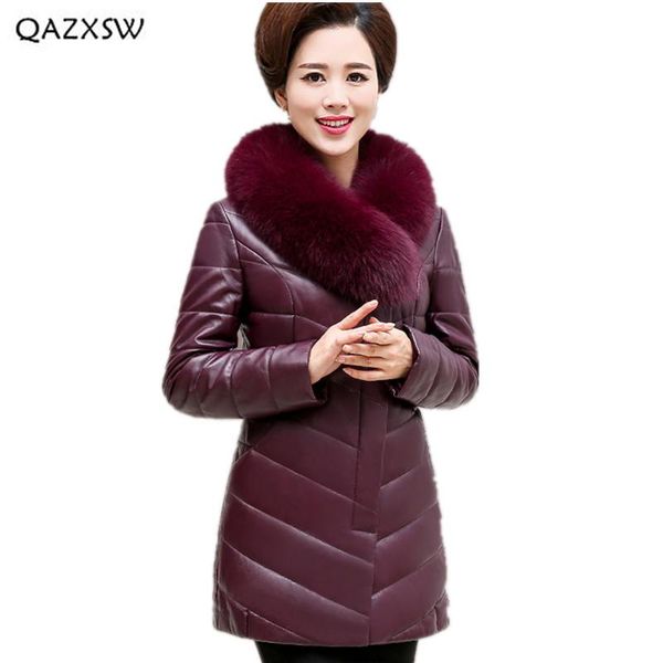 

women's leather & faux qazxsw women genuine coat down jacket long winter sheepskin jackets thickening fur large size thick warm outerwe, Black
