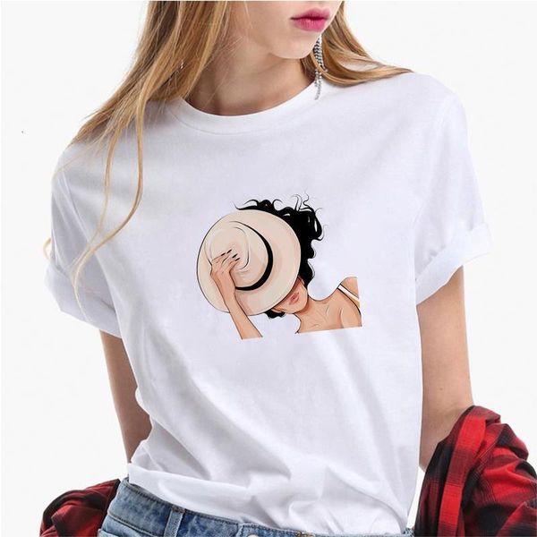

vogue casual funny t shirt women's cotton summer t-shirt woman white new round neck girl printing female