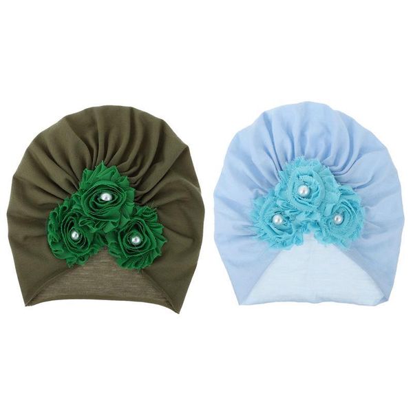 

beanies 2pcs comfortable kids turban hats decorative soft cotton lovely headwear