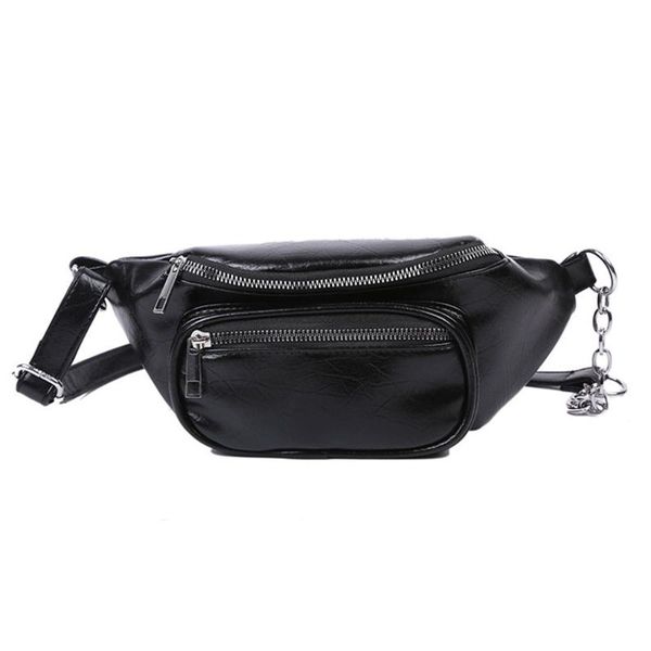 

waist bags pu leather sling bag casual shoulder chain chest pouch pack 066c