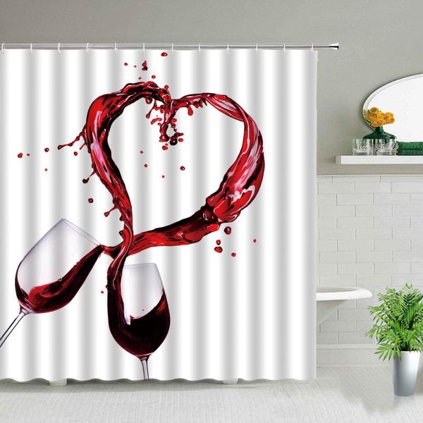 

shower curtains creativity design scenery love heart red lips bathroom waterproof fabric bath curtain bathtub decor with hooks