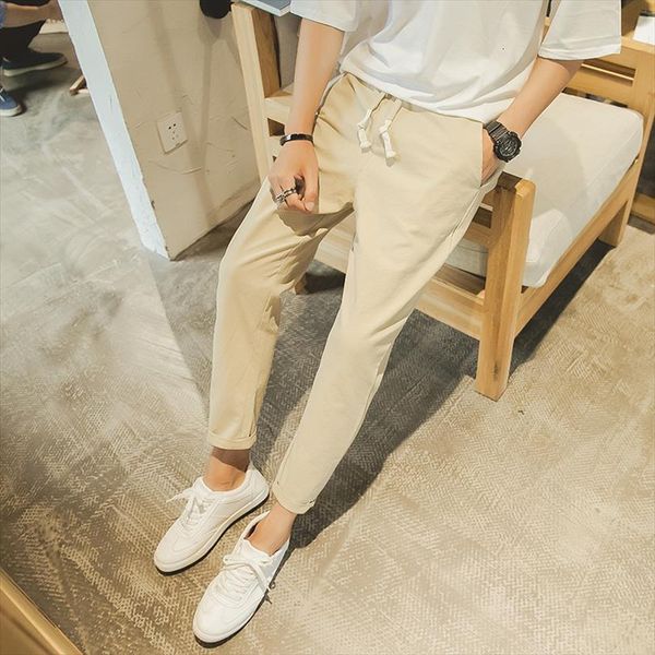 

aemape brand sometwoblack linen women pants ankle length cropped joggers casual pencil, Black