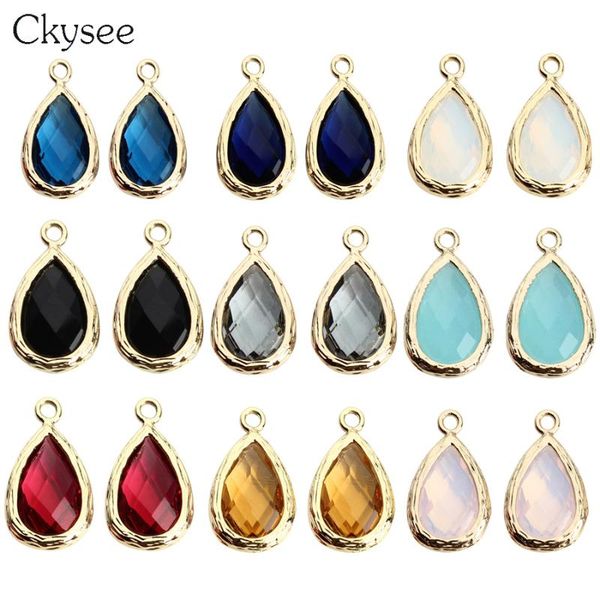 

pendants ckysee 5pcs/lot natural birthday stone water drop charms pendant 10x17mm blue pink color crystal quartz faceted diy, Black