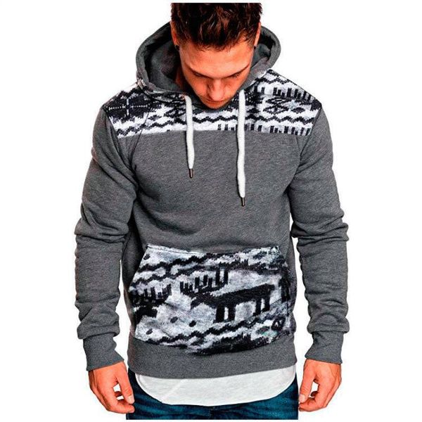 

hoodies sweater men's new pullovers autumn long-sleeved 2021 deer fashion slim christmas fashion hooded mens designer axviw, Black