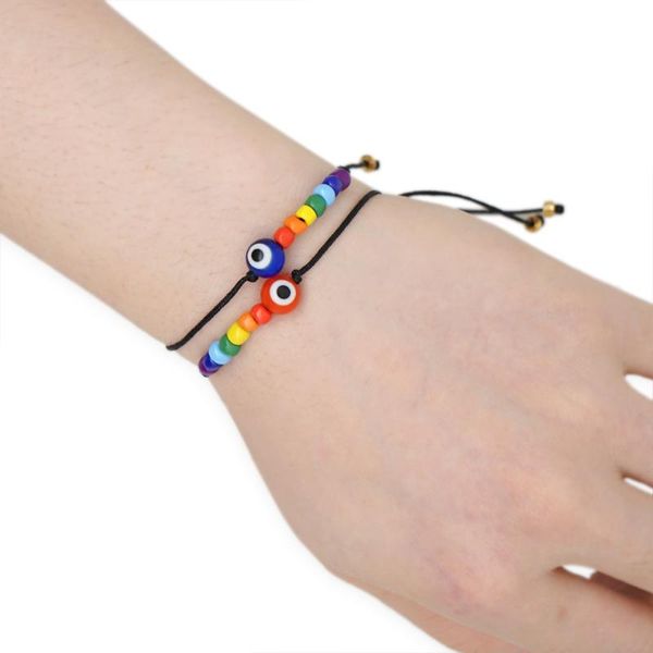 

beaded, strands fashion women bracelet female bohemia rainbow evil eye bracelets black friendship rope braided for woman
