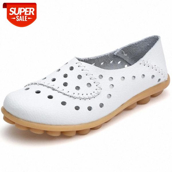 

2020 summer beach woman leisure flats leather shoes slip on flats cutout women shoes #x00l