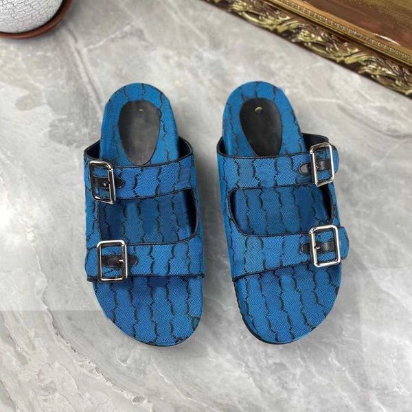 Pantofole da uomo di design di lusso Sandalo scorrevole con cinturini Pantofole da uomo in tela da uomo Moda estiva all'aperto Scarpe da spiaggia con diapositive multicolori