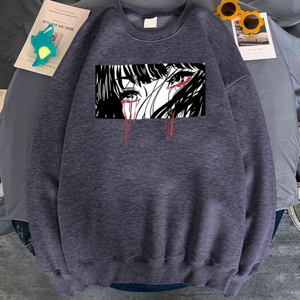 

kakegurui imprsion anime sweatshirt hoodie or retro hip hop crew neck men's street casual sweatshirt hoodie, Black