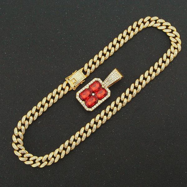 

pendant necklaces bridesmaid gift hip hop men's women's necklace ruby cuban chain jewelry luxury around the neck wholesale 2021, Silver