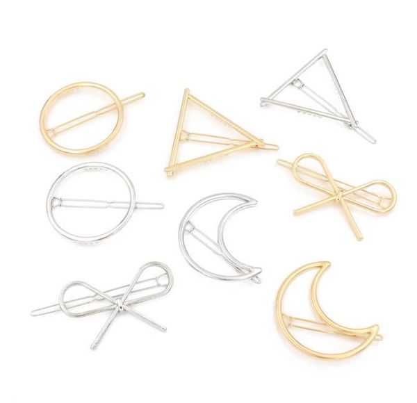 2021 Promozione Trendy Vintage Circle Lip Moon Triangle Hair Pin Clip Hairpin Pretty Womens Girls Accessori per gioielli in metallo