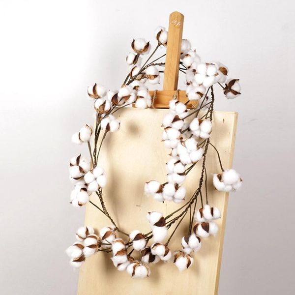 

decorative flowers & wreaths cotton bolls wreath artificial vine garland fake plant decor for wall window door party supplies