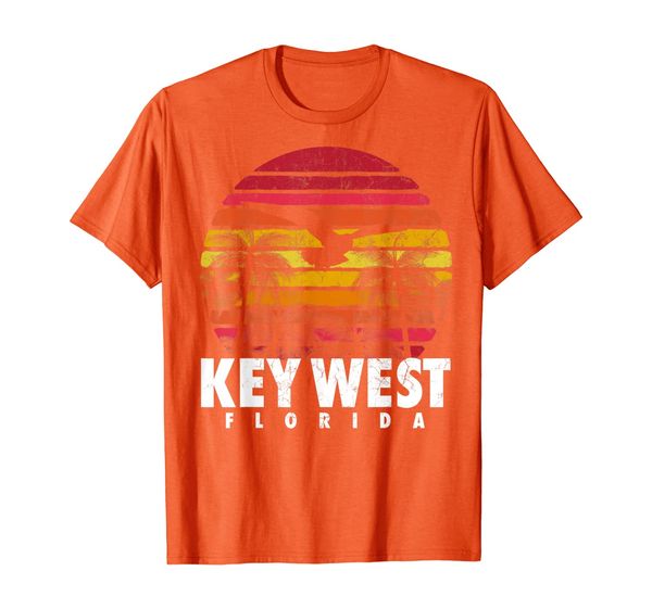 

key west florida vintage retro sunset beach men women gift t-shirt, White;black