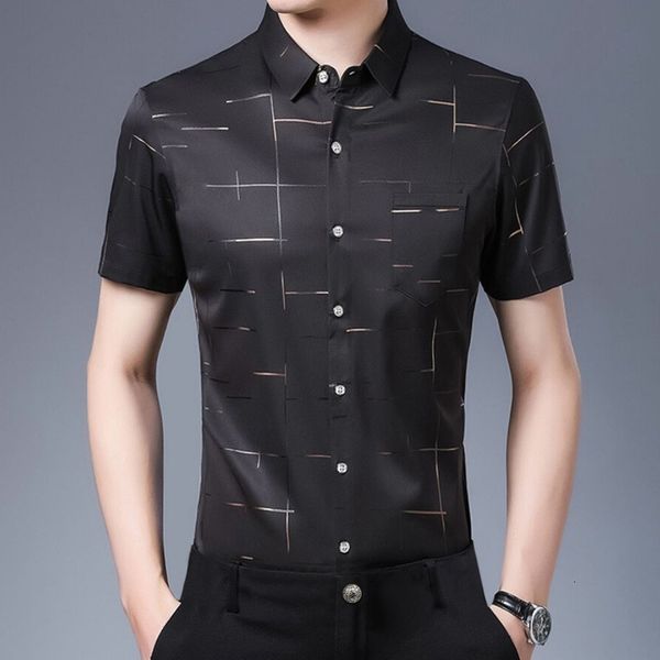 

men overshirt slim fit long mouw right occupation male streep casual button social business jurk, White;black