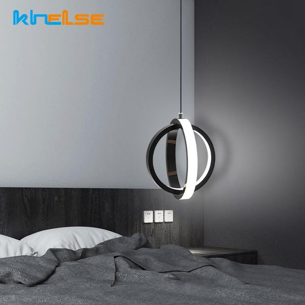 

pendant lamps nordic led lamp minimalist gold/black ring circle bedroom indoor kitchen dining room home decor hanging lighting fixture