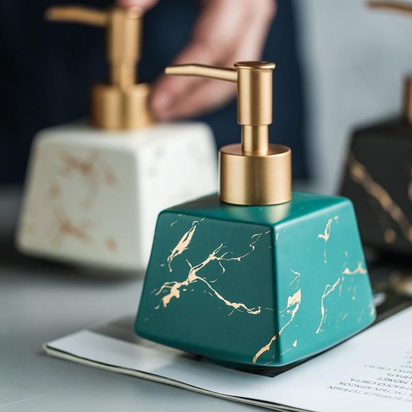 

260ml home green square lotion press bottle luxury ceramic marble marble soap dispenser shampoo water bottle