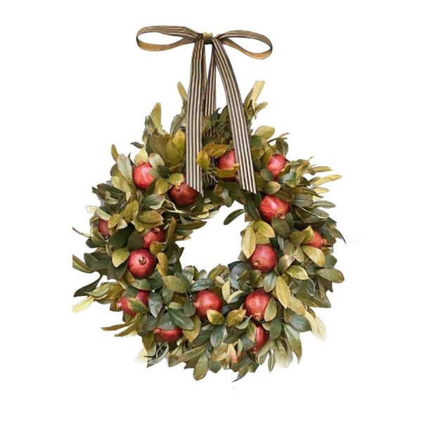 

decorative flowers & wreaths 45cm harvest autumn wreath artificial green plants pomegranate fruit door hanging thanksgiving christmas decora