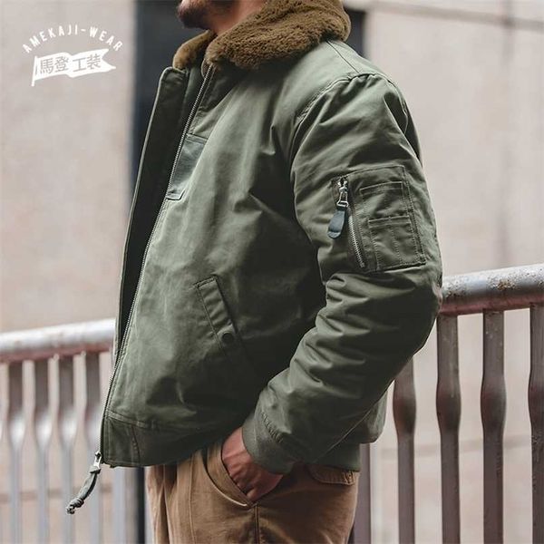 

maden winter b15 jackets men american retro bomber air force jacket coat fall padded fleece collar coats men's clothing 211110, Black;brown