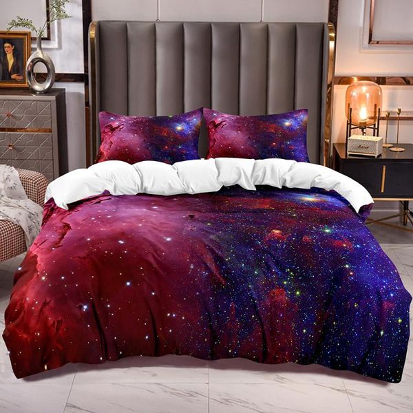 

bedding sets kids teens cover with purple galaxy universe theme comforter white reverse microfiber soft
