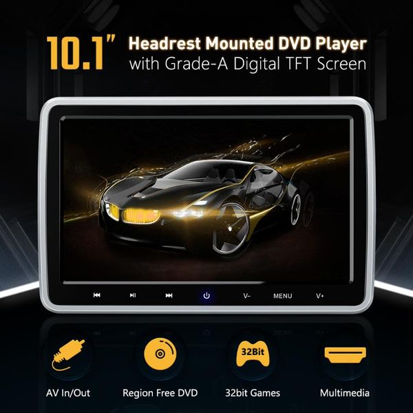 

car video xtrons 1pc universal monitor 10.1 inch tft screen headrest dvd player with usb sd/fm transmitter + 2 headphones(optional)
