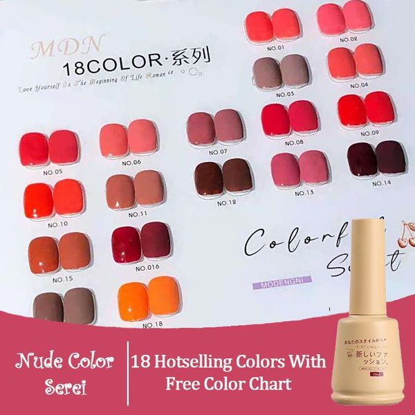 

nail gel modengni 18 colors soybean red polish set all for manicure semi permanent vernis soak off art primer kit 15ml, Red;pink