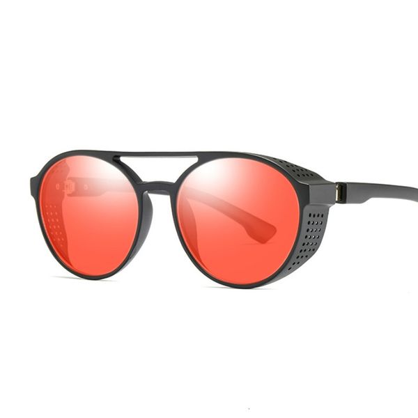 

retro round steampunk sunglasses women side shield goggles metal frame gothic mirror lens sun glasses male