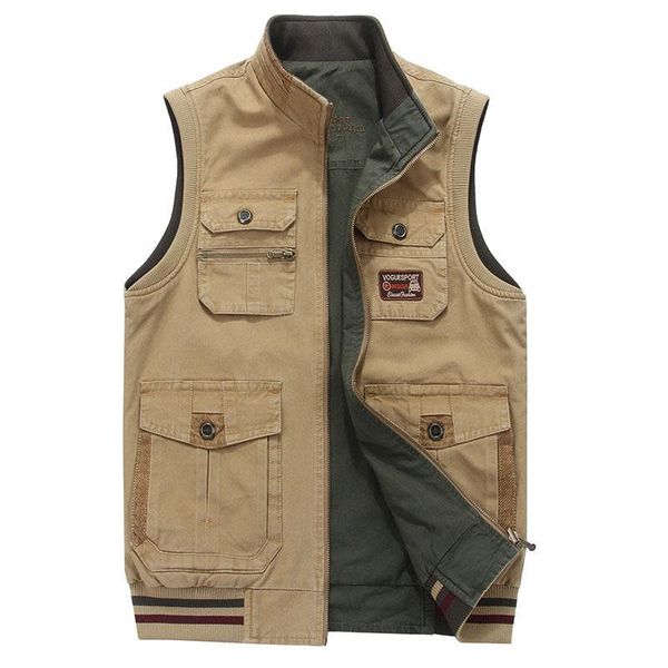 

men's vests coat vest jacket leisure men double-sided multi-pocket cotton jackets spring autumn outdoor fishing, Black;white