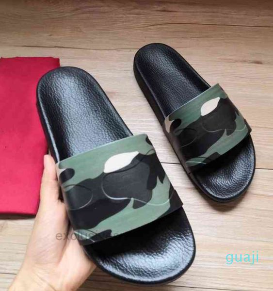 

men's and women's sandals with correct flower box dust bag shoes serpentine summer wide heel flat slippers 36-46, Black