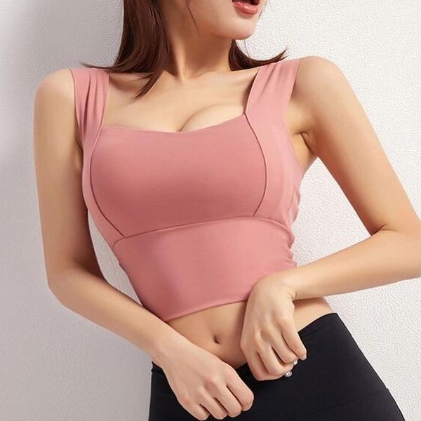 

yoga outfit women sport vest sports shockproof gym fitness bra quick dry gathering widened shoulder belt short