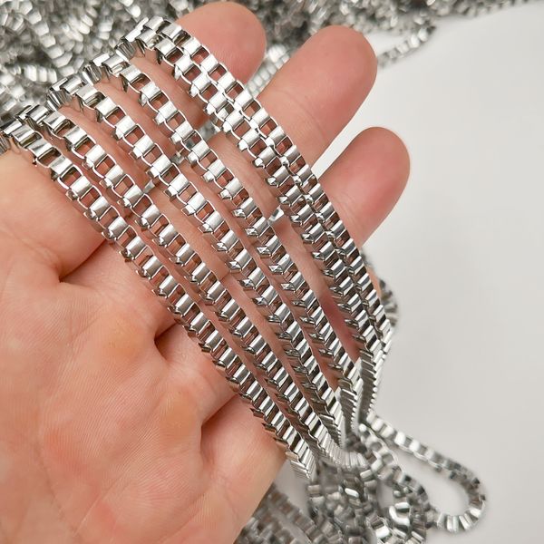 

lot 5meter huge 4mm box link chain stainless steel jewelry findings marking diy necklace, Silver