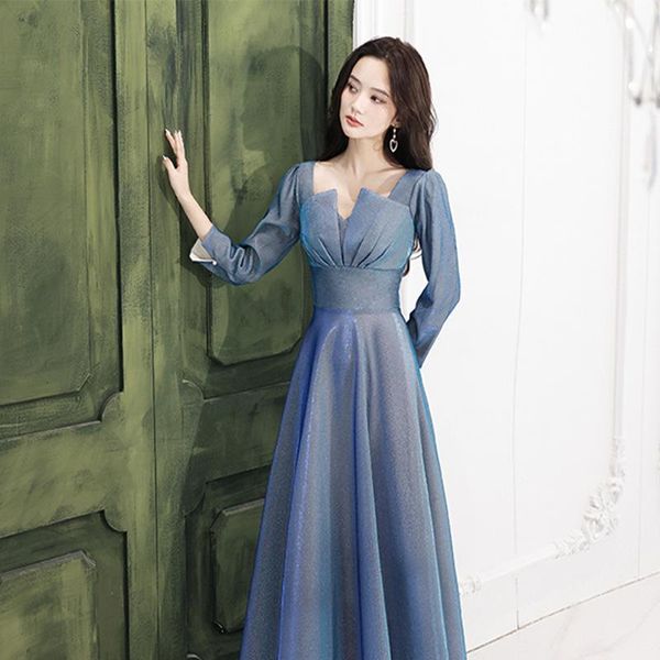 

ethnic clothing 2021 vintage square neck long sleeves sparkle formal prom party gowns women luxury wedding a-line evening night dresses, Red